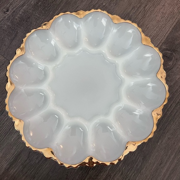 Fire King Other - Vintage Fire King White Milk Glass Deviled Egg Serving Dish 10”